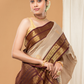 Pure Handloom Korvai Saree | Light Gold and Golden Dark Brown