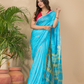 Matka Silk Jamdani Saree With Aqua Blue - 019
