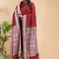 Ruby Red Muslin Cotton X Baluchari 2-Piece Set Kurti & Dupatta (UNSTITCHED) - 030