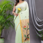 Linen Jamdani Saree With Light Green - 031