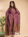 Umber Brown Tissue Linen 2-Piece Set Kurti & Dupatta (UNSTITCHED) - 108