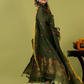 Handwoven Jamdani Linen Unstitched 2-piece Kurti | Olive Green