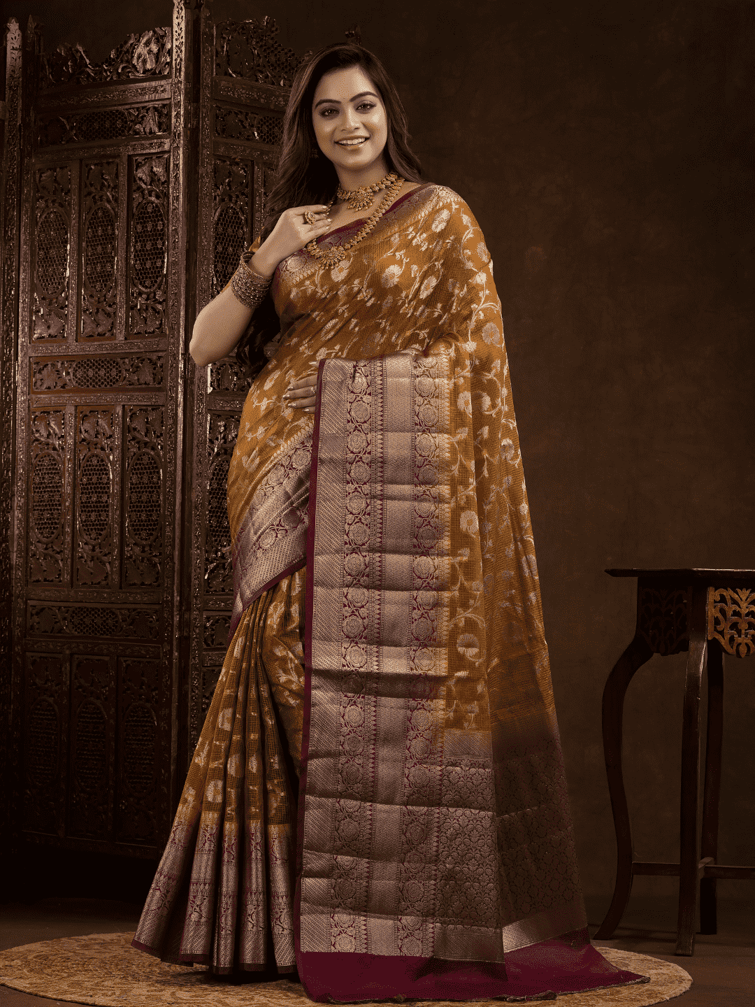 Dijon Yellow Cotton Silk Saree - 012 - indeloom