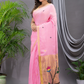 Linen Jamdani Saree With Bubblegum Pink - 032