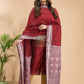 Ruby Red Muslin Cotton X Baluchari 2-Piece Set Kurti & Dupatta (UNSTITCHED) - 030