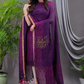 Wine Purple Linen X Linen 2-Piece Set Kurti & Dupatta (UNSTITCHED) - 129