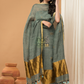 Greyish Green color with Gold borders  Jamdani 2-Piece Set Kurti & Dupatta (UNSTITCHED) - 166