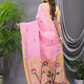 Linen Jamdani Saree With Bubblegum Pink - 032