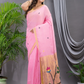 Linen Jamdani Saree With Bubblegum Pink - 032