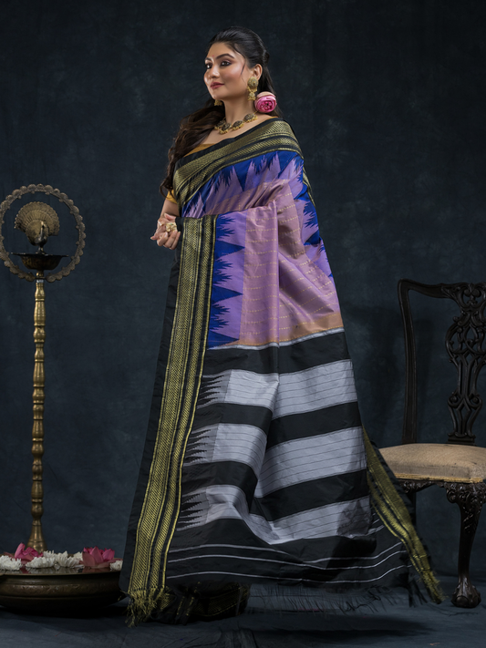 Pure Ilkal Silk Saree in Lavender Purple - 067