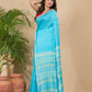 Matka Silk Jamdani Saree With Aqua Blue - 019