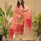 Pastel Red Linen Jamdani 2-Piece Set Kurti & Dupatta (UNSTITCHED) -739