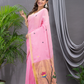 Linen Jamdani Saree With Bubblegum Pink - 032