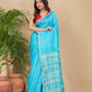Matka Silk Jamdani Saree With Aqua Blue - 019