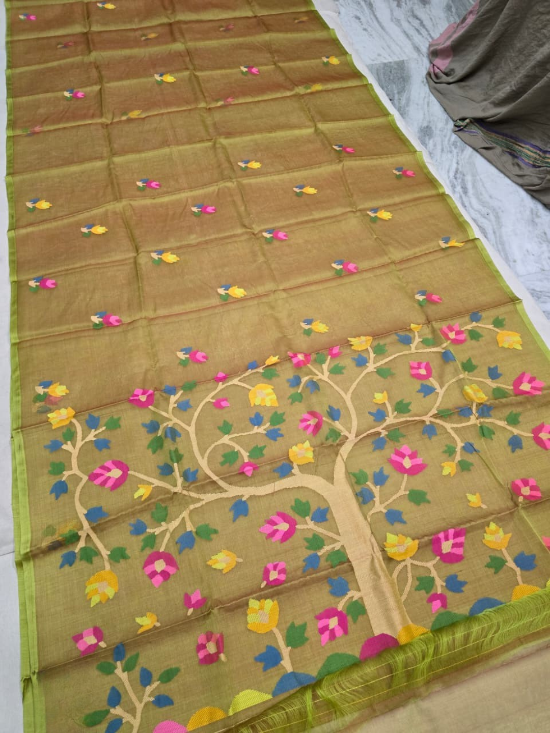 Handwoven Pure Handwoven Pure Muslin Saree  |Mustard Yellow