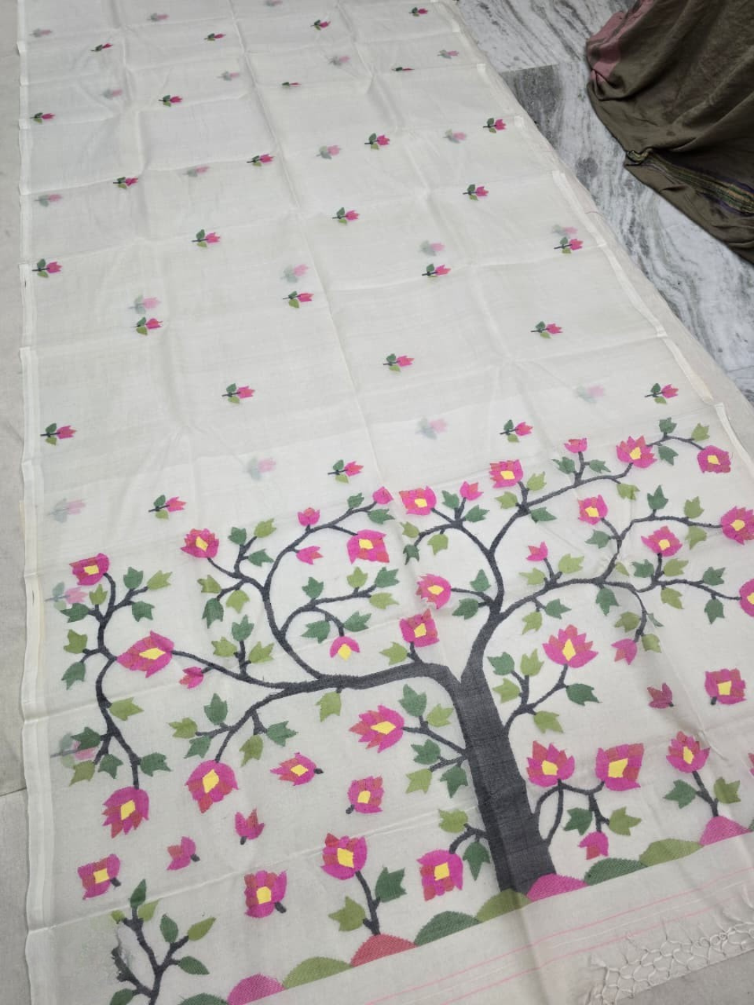 Handwoven Pure Handwoven Pure Muslin Saree |White