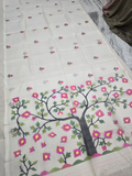 Handwoven Pure Handwoven Pure Muslin Saree |White