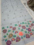 Handwoven Pure Handwoven Pure Muslin Saree |Slate Grey