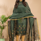 Dark Green Cotton Linen 2-Piece Set Kurti & Dupatta (UNSTITCHED) - 031