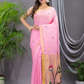 Linen Jamdani Saree With Bubblegum Pink - 032
