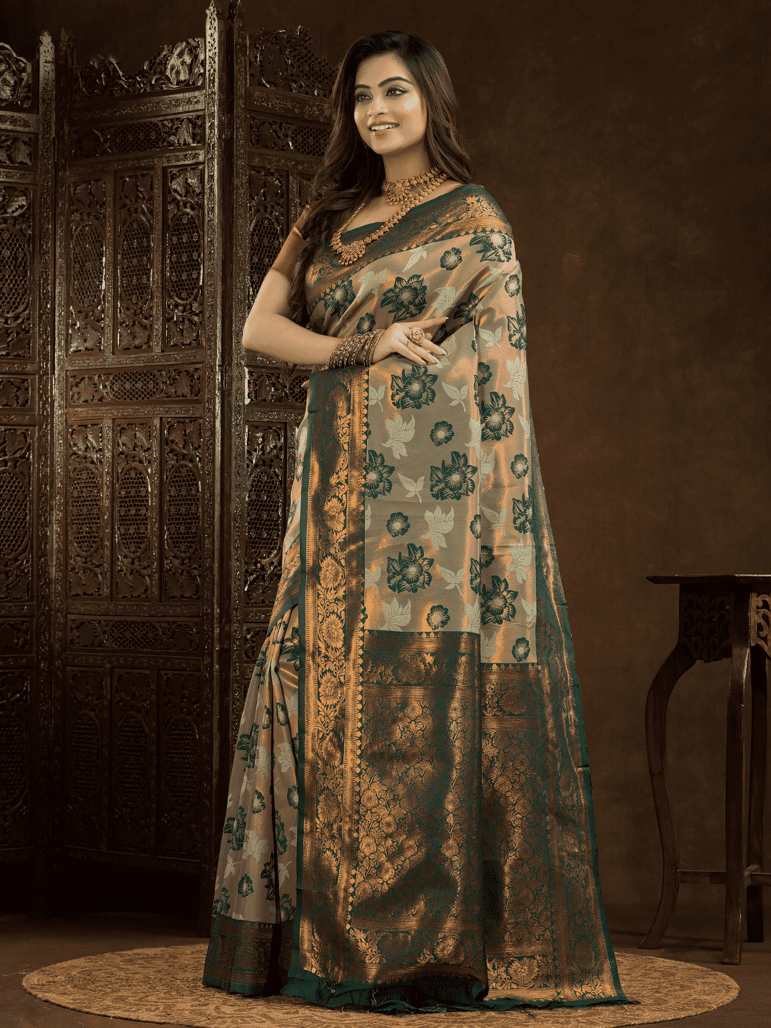 Jade Green Cotton Silk Saree - 018 - indeloom