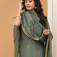 Greyish Green color with Gold borders  Jamdani 2-Piece Set Kurti & Dupatta (UNSTITCHED) - 166