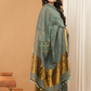 Greyish Green color with Gold borders  Jamdani 2-Piece Set Kurti & Dupatta (UNSTITCHED) - 166
