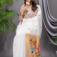 Linen Jamdani Saree With Snow White - 033