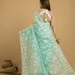 Baby Blue Cotton Silk Jamdani Saree - 033 - indeloom