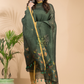 Dark Green Cotton Linen 2-Piece Set Kurti & Dupatta (UNSTITCHED) - 031