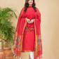 Watermelon Red Sequin Paithani Jamdani 2-Piece Set Kurti & Dupatta (UNSTITCHED) -905