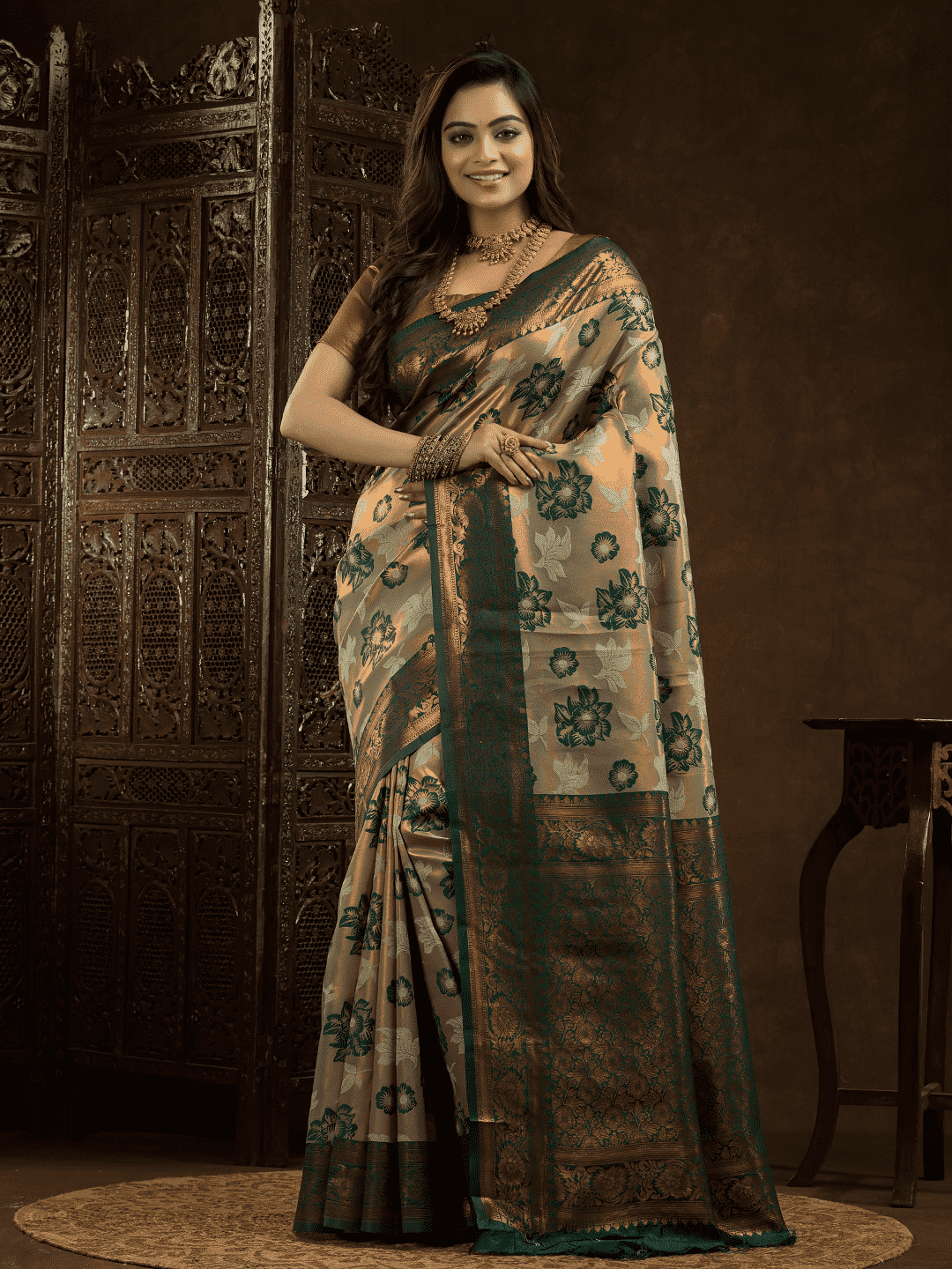 Jade Green Cotton Silk Saree - 018 - indeloom