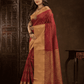 Cherry Red Cotton Silk Saree - 017 - indeloom