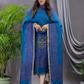 Classic Blue Linen X Linen 2-Piece Set Kurti & Dupatta (UNSTITCHED) - 130
