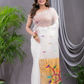 Linen Jamdani Saree With Snow White - 033