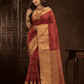 Cherry Red Cotton Silk Saree - 017 - indeloom