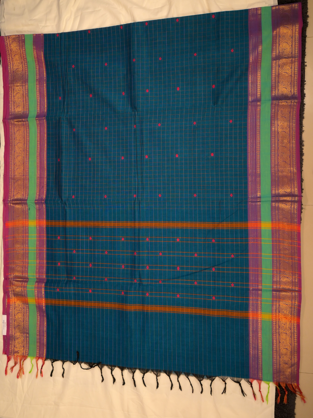 Kanchi Cotton|Aqua Blue & Purple
