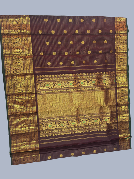 Pure Handwoven Gadwal Silk Saree With Mint Green  - 019