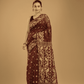 Dark Brown Soft Silk Jamdani Saree - 003 - indeloom