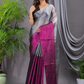Tissue Silk Saree With Steel Grey - 010