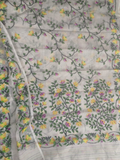 Handwoven Pure Jamdani Cotton Saree  |  Pearl White