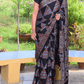Ajrakh Exclusive Designer Modal Silk in Black, Blue and Maroon with Intricate Pattern - 032 - indeloom