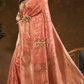 Floral woven design Silk blend Jacquard Saree | Peach Pink