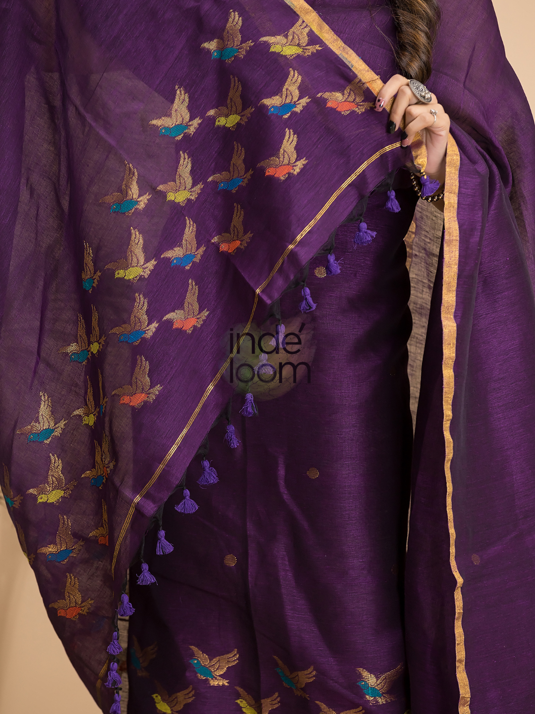 Wine Purple Cotton Linen 2-Piece Set Kurti & Dupatta (UNSTITCHED) - 003
