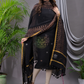 Coal Black Linen X Linen 2-Piece Set Kurti & Dupatta (UNSTITCHED) - 103