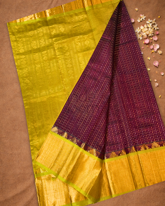 Handloom Handloom Silk Cotton Saree  |  Burgundy Red