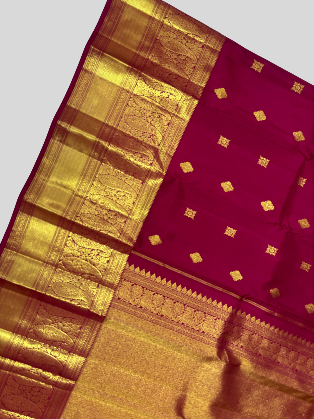 Handwoven Pure Gadwal Silk Saree  |  Berry Pink