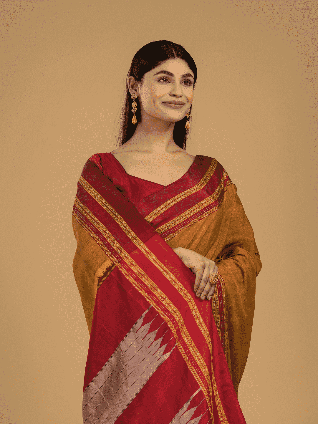 Pure Ilkal Saree With Dijon yellow and Red border - 045