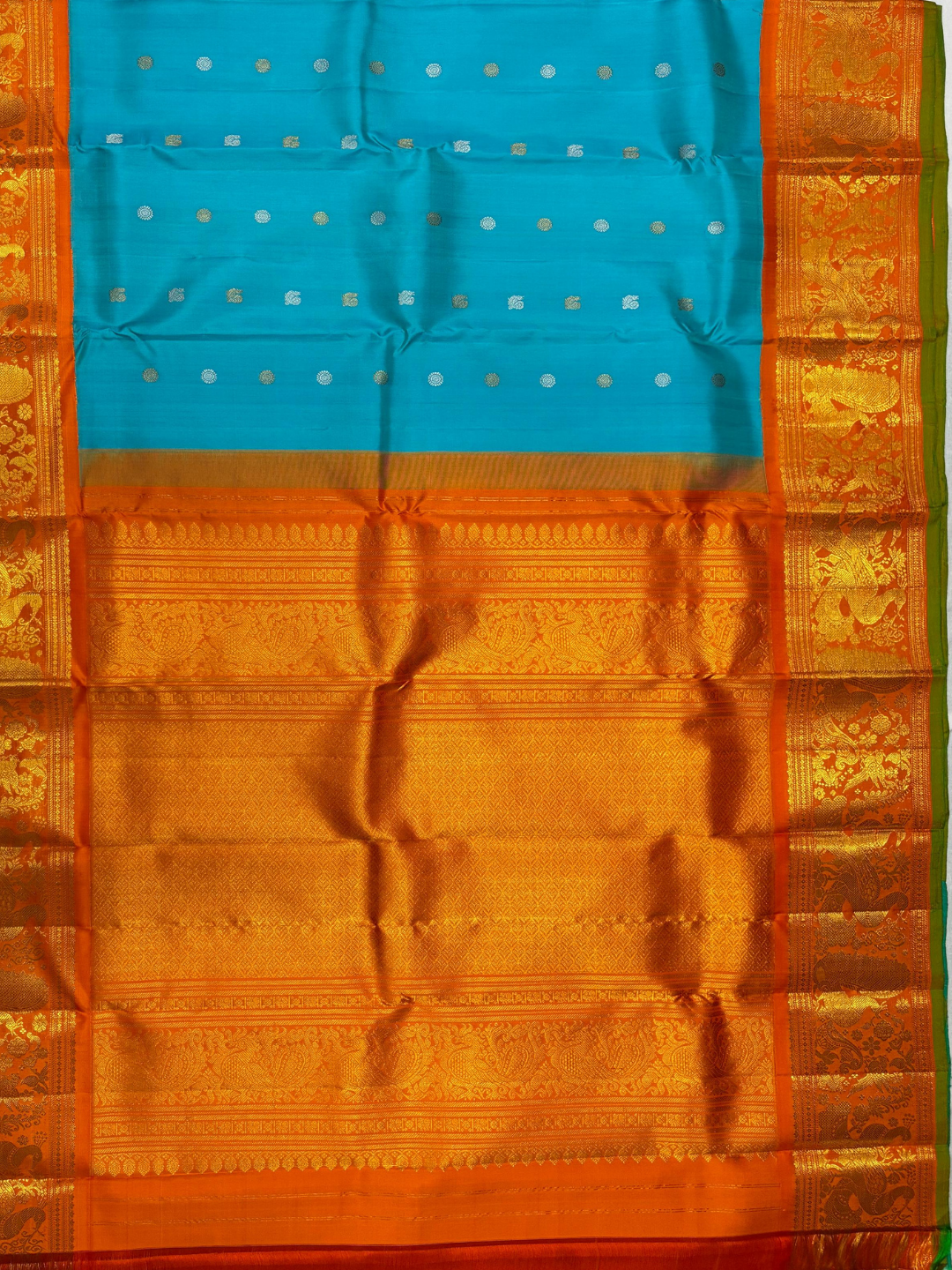 Handwoven Pure Gadwal Silk Saree  |  Blue
