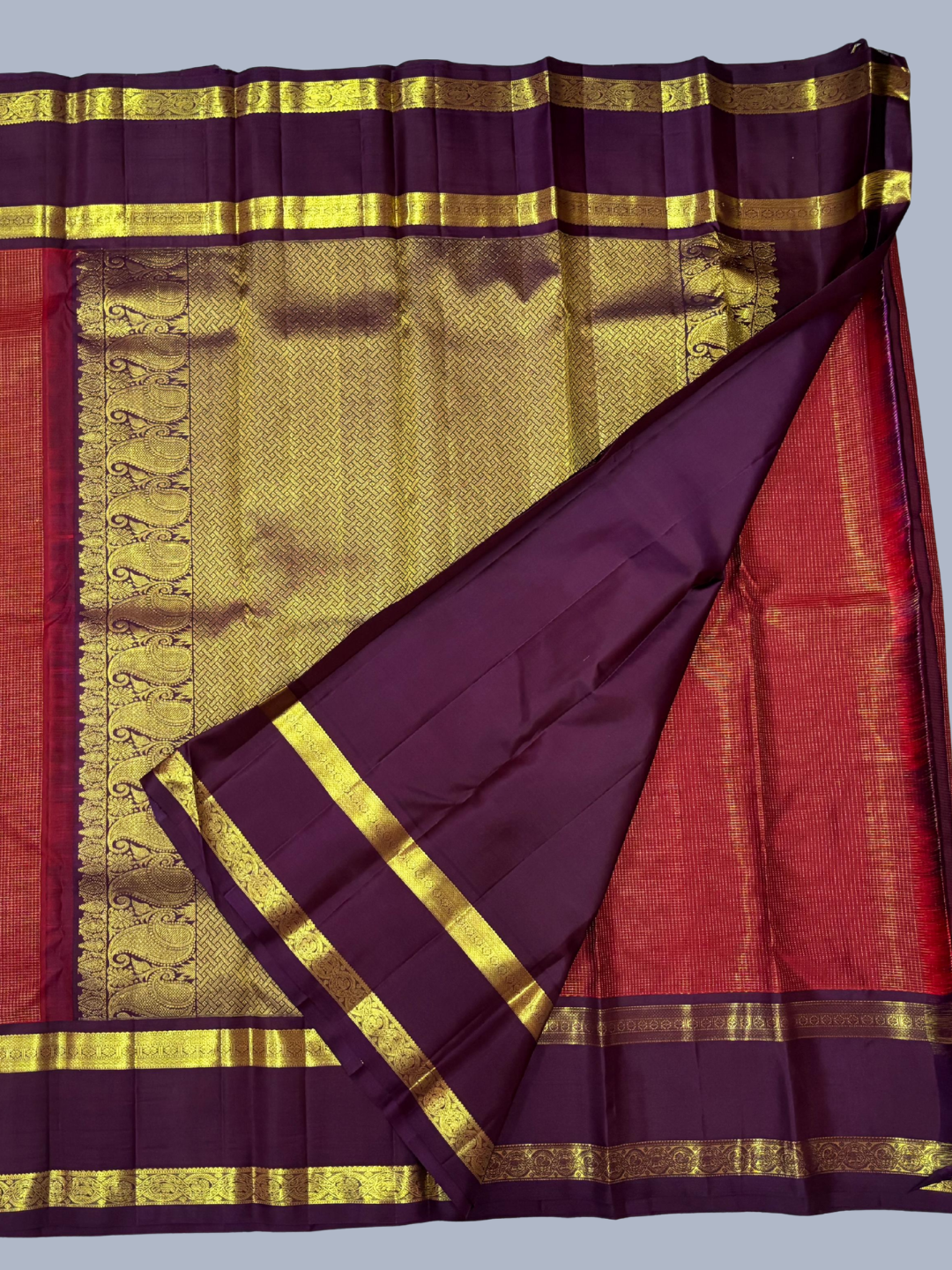 Pure Handwoven Gadwal Silk Saree With Maroon Red - 011
